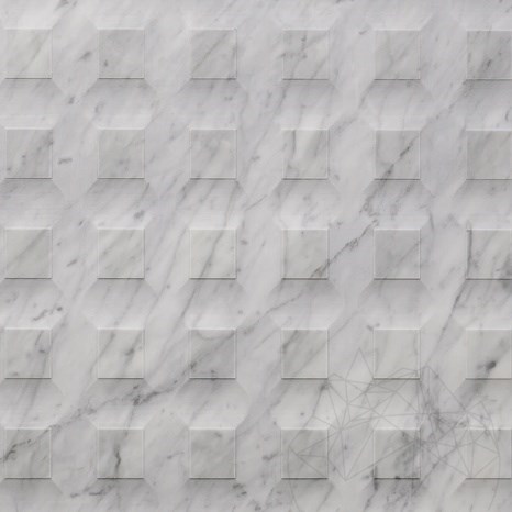 Carrara White Stud H Design 2CM Tegel