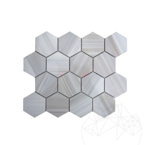 Calacatta amberkleurige gepolijste marmeren hex-mozaïektegel, 30 x 30 cm